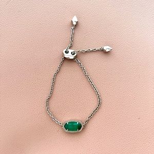 Kendra Scott Elaina Silver Adjustable Bracelet - Emerald Cats Eye